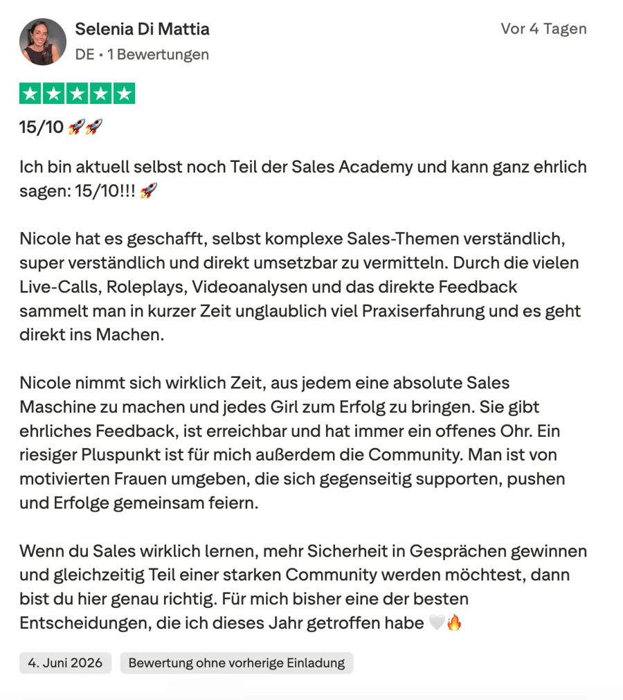 Kundenstimme über die SheEarnsGlobal Academy