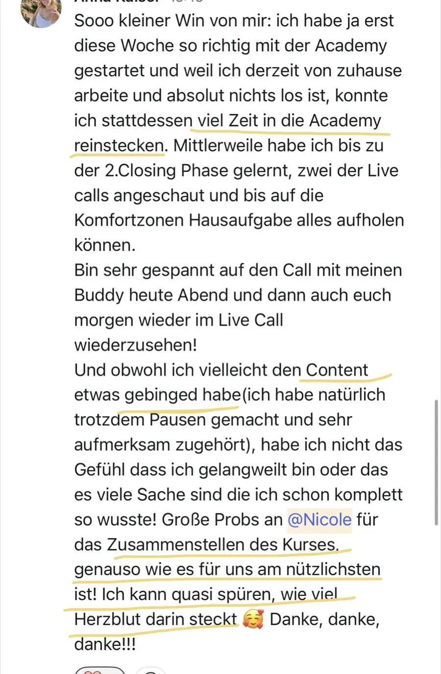 Kundenstimme über die SheEarnsGlobal Academy